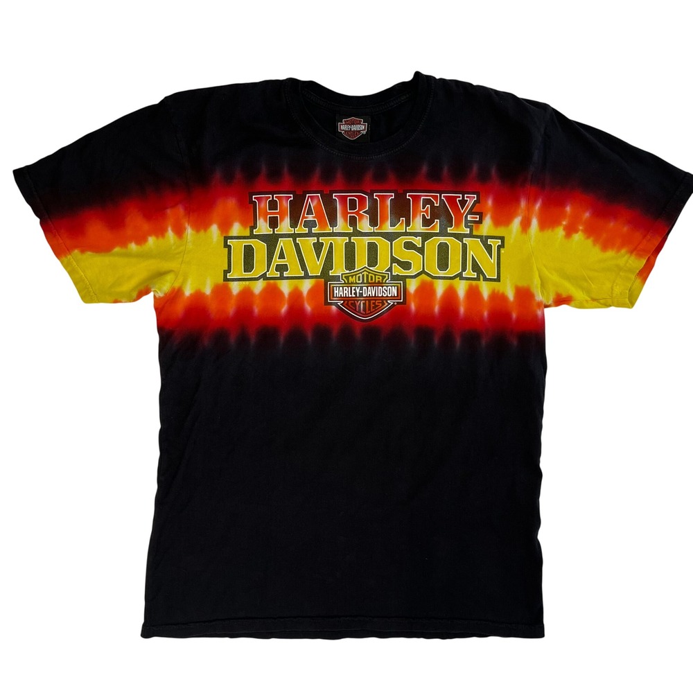 Harley Davidson Daytona Bike Week Tie Dye Stripe Graphic T-Shirt Mens M Black